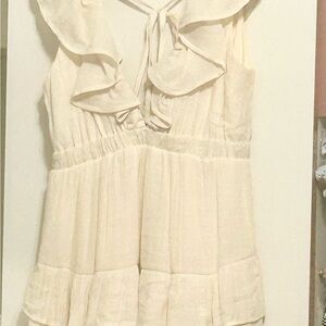 HYFVE Cream Ruffle Mini Dress